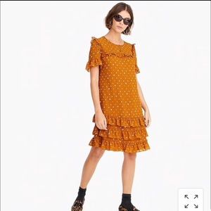 NWT J.Crew ruffle dress in Printed Crinkle chiffon